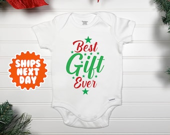 Best Gift Ever Christmas Onesie® - Xmas Bodysuit - Baby Boy Bodysuit - Cute - Baby Girl Shirt - Baby Boy Onesie® - Natural Body Suit