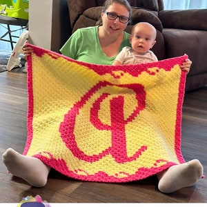 Letter A, Baby Afghan, Crochet Pattern, Corner to Corner, C2C