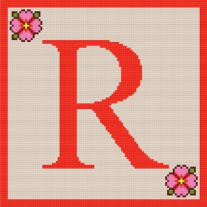 Letter R, Flower Afghan, Crochet Pattern, Corner to Corner, C2C