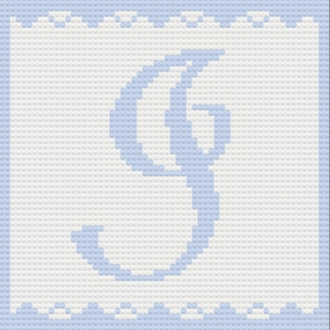 Letter I, Baby Afghan, Crochet Pattern, Corner to Corner, C2C
