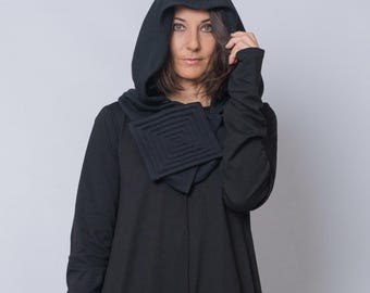 Warm Hooded Scarf with Oversized Hood – Post-Apocalyptic Futuristic Winter Wrap
