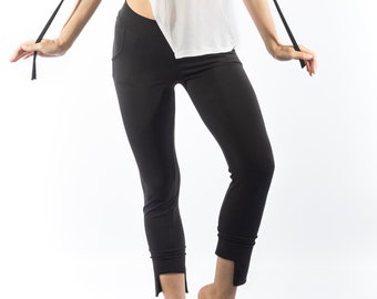 asymmetric skinny pants with pockets/bikers style pants/Post apocalyptic leggings