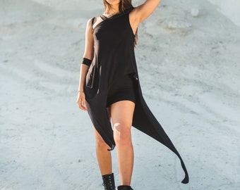 Asymmetric Sleeveless Tunic Top: Cyberpunk Avant Garde Clothing