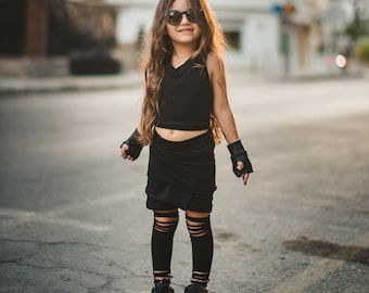 Leggings strappati in cotone per bambine