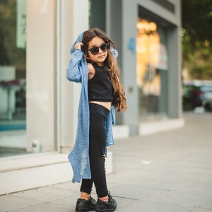 Girls asymmetric hooded cardigan