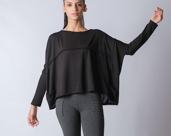 Schulterfrei Slouchy Strickoberteil - Oversized Langarm Tunika