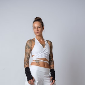 V Neck Wrap Top/Halter Neck Crop Top/Going Out Top/Capsule Wardrobe