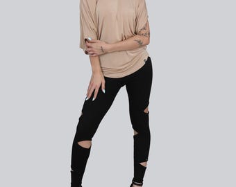 Women's Cotton Cutout High Waist Leggings – Black Goth Pants