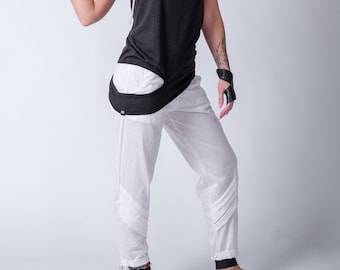 Pantalones de pierna recta de algodón para mujer/Pantalones de tobillo plisados todos los días/Pantalones blancos estilo Cyberpunk para mujer