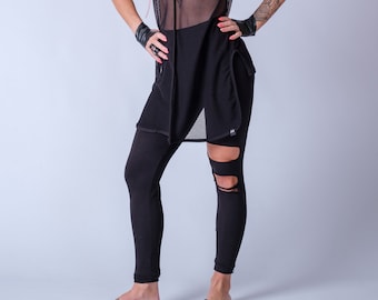 Basic ripped leggings/Womens cotton ripped pants