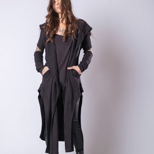 New Long Hooded Asymmetric Cardigan/Avant Garde split sleeve jacket/Gothic Women's Jacket/Cloak With Hood