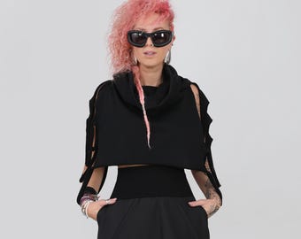 Luźna bawełniana kamizelka Avant-Garde: bezrękawnik miejski z wysokim kołnierzem