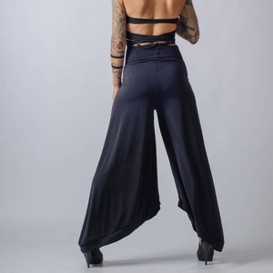 Extravagant high waist wide leg pants/Women's casual palazzo pants/Asymmetric loose pants image 1