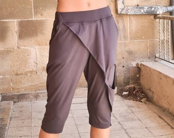 Capri pants with skirt/womens cotton capri pants/loose capri pants/futuristic capri pants