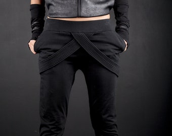 Cyberpunk Heavy Cotton Futuristic Pants, Post Apocalyptic Clothing, Edgy Motorcycle & Streetwear Trousers