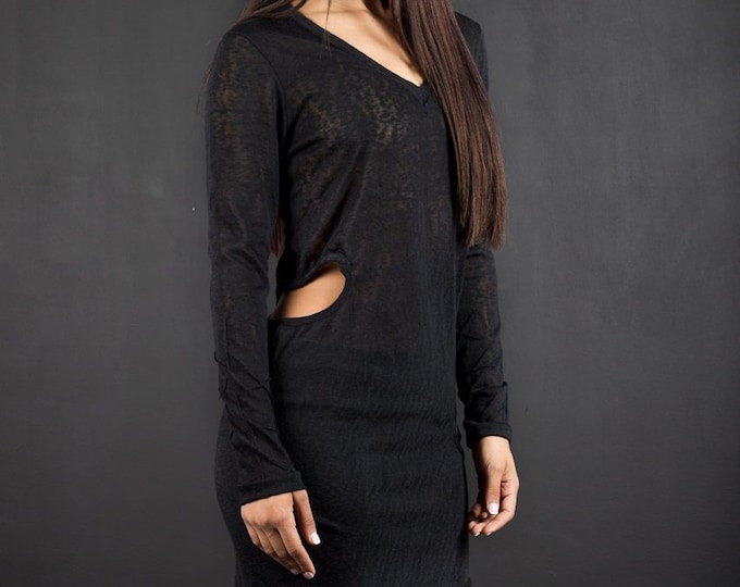 Edgy long sleeve top with side splits/Gothic side split top