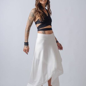 NEW asymmetric wide leg pants and skirt/Cotton High waisted plus size skirt/Edgy ankle length loose pants/Cyberpunk, palazzo pants image 5