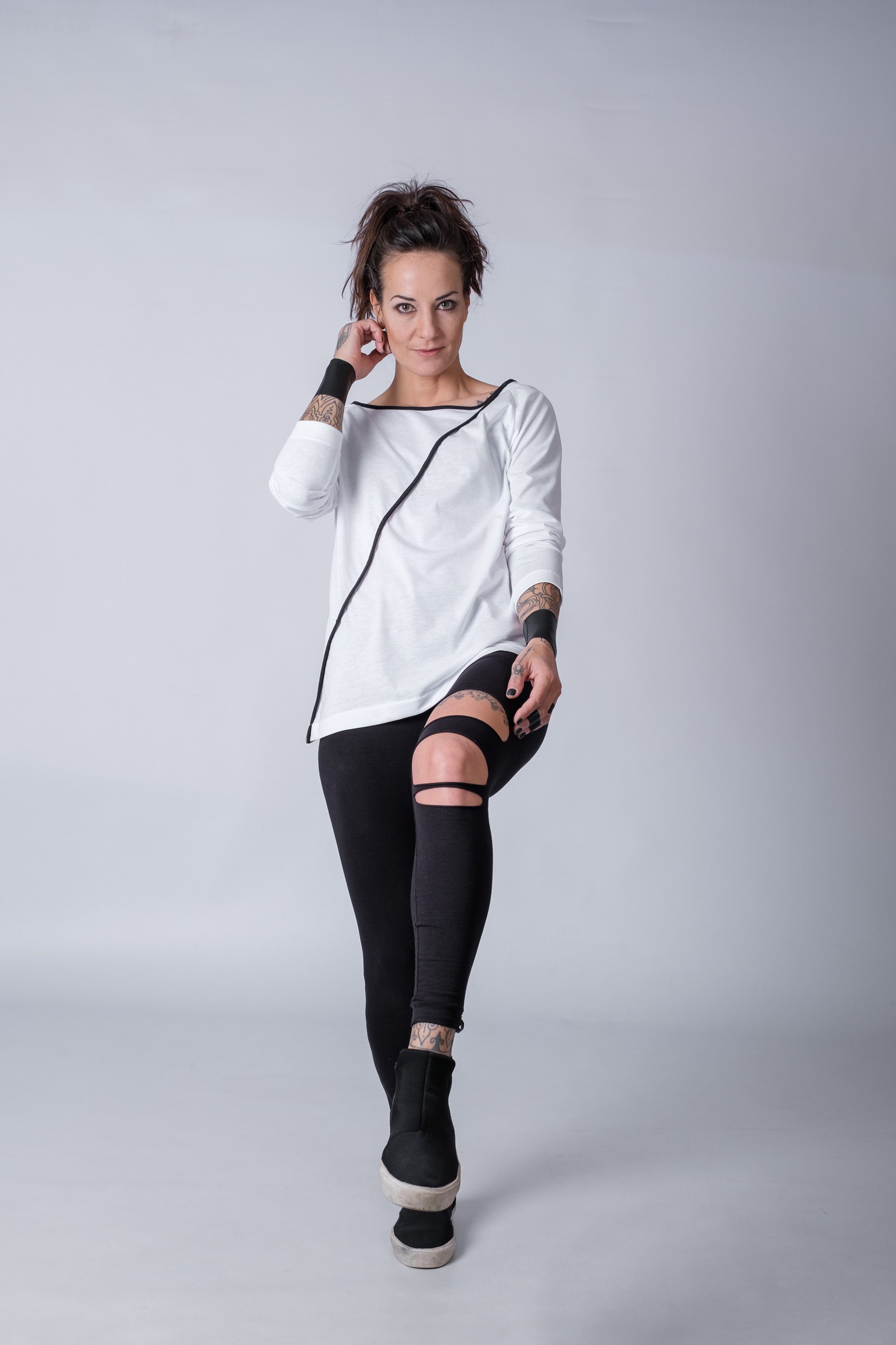 Edgy long sleeve womens top/ Basic womens top Etsy