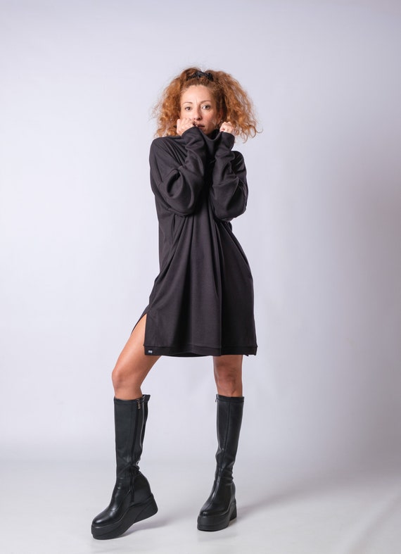 Oversized Turtleneck Mini Sweater Dress: Loose Fit With Pockets - Etsy Israel Oversized Turtleneck Mini Sweater Dress: Loose Fit With Pockets - Etsy Israel