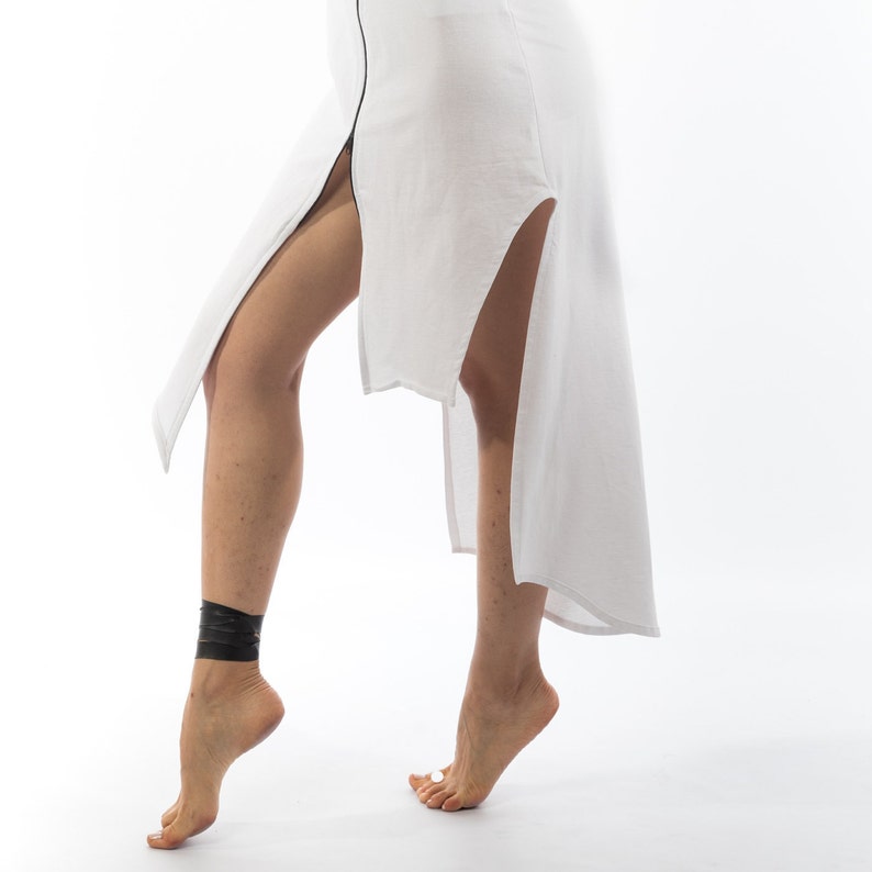 sleeveless front zipper asymmetric dress/halter sports back side splits casual dress image 9