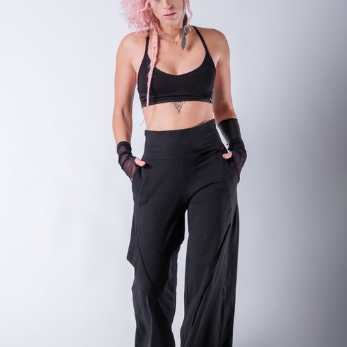 Pantalon palazzo en coton à taille haute et jambe large : style extravagant pour femme