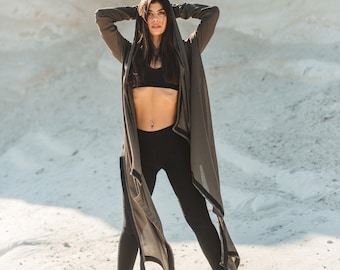 Post Apocalyptic Hooded Asymmetric Cardigan/Cyberpunk Cape/Futuristic Fashion