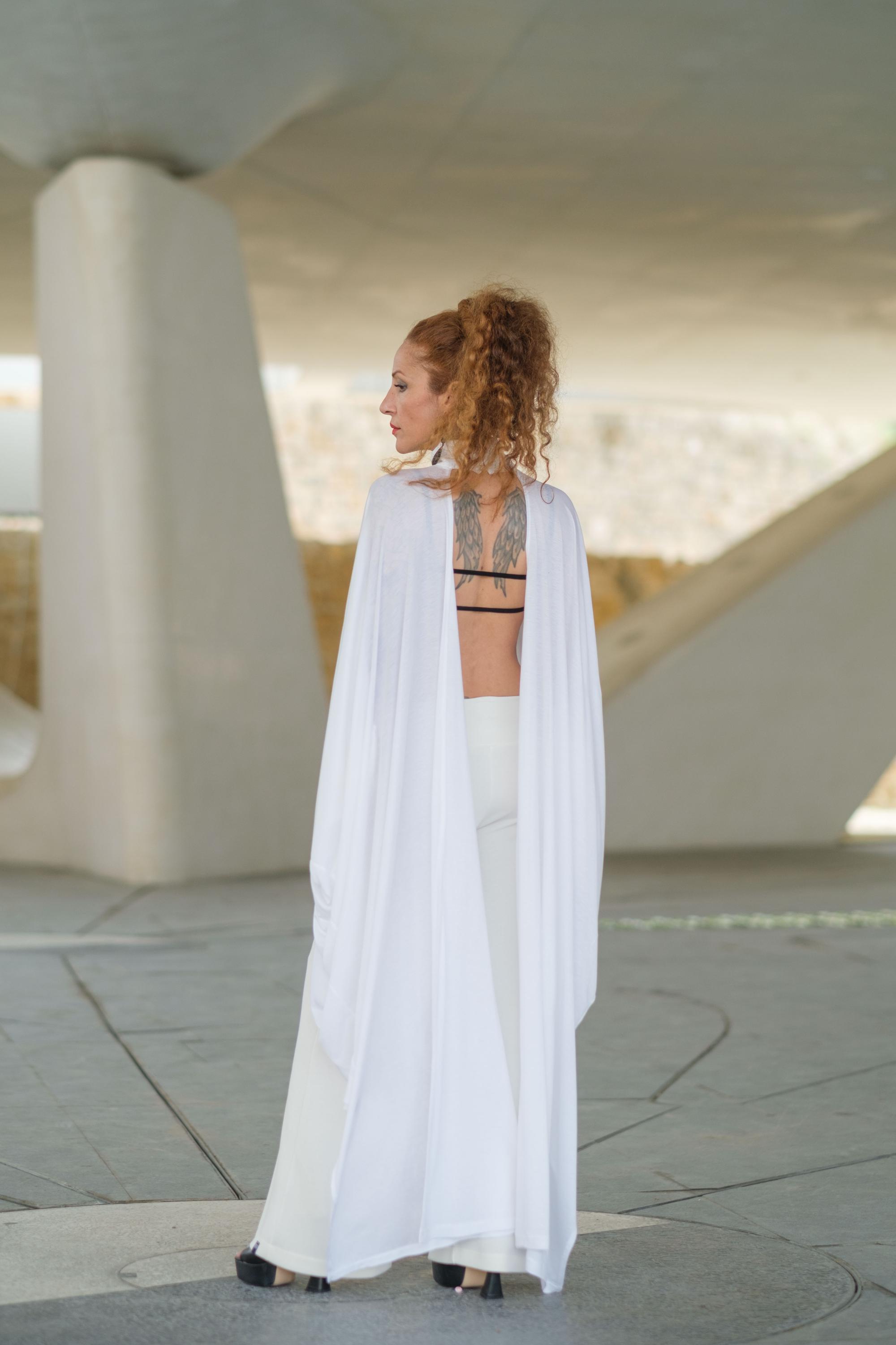 White Sheer Cape Tunic, Asymmetric Mesh Top, Backless Blouse - Etsy