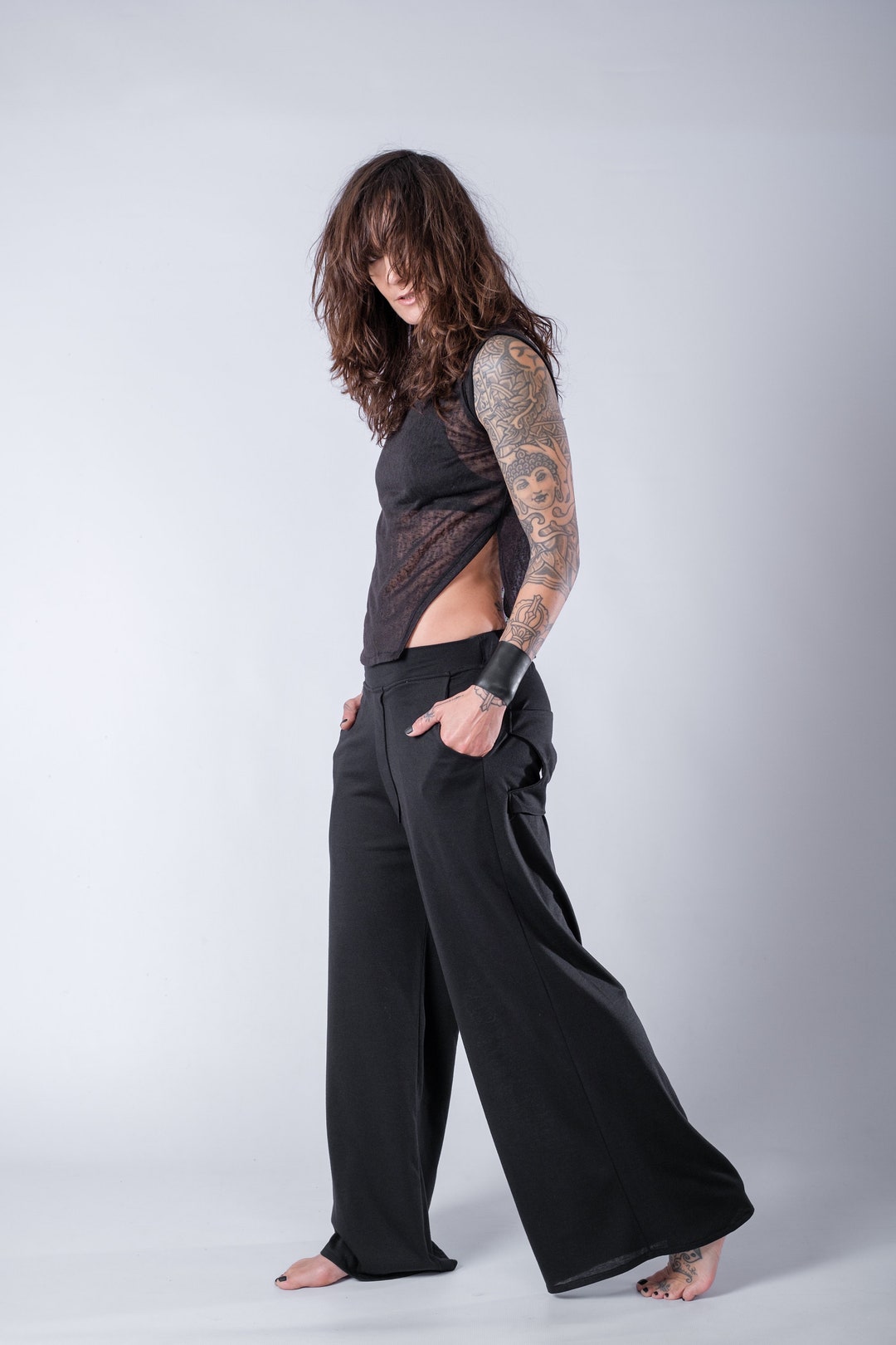 Wide Leg Pants Women/boyfriend Style Baggy Pants - Etsy