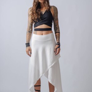 NEW asymmetric wide leg pants and skirt/Cotton High waisted plus size skirt/Edgy ankle length loose pants/Cyberpunk, palazzo pants image 4