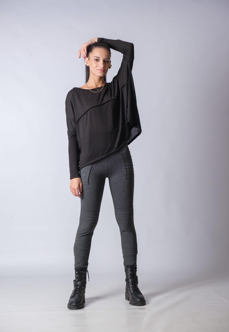 Cozy oversized knitted tunic with off the shoulder design, casual women’s winter loungewear top