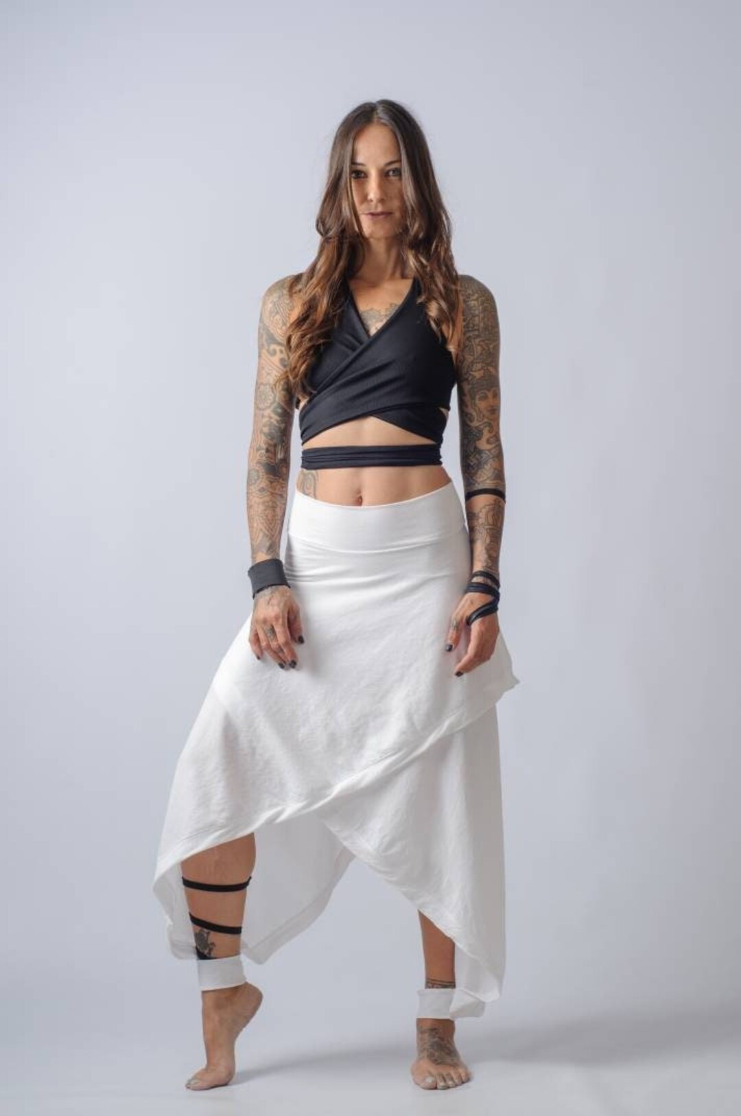 NEW Asymmetric Wide Leg Pants and Skirt/cotton High Waisted