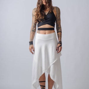 NEW asymmetric wide leg pants and skirt/Cotton High waisted plus size skirt/Edgy ankle length loose pants/Cyberpunk, palazzo pants image 2