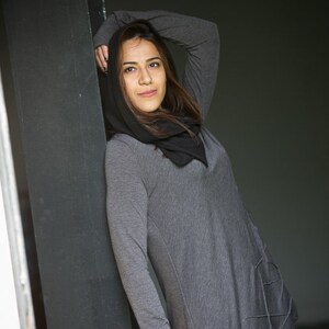 Biker Style Stitched Asymmetric Long Top