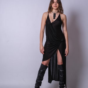 New Long Draped Asymmetric Tunic/Cotton Backless Top/Casual Sleeveless Long Top/Draped High Low Tunic/Rave Festival Outfit/Crossed Top image 1