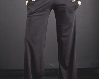 Women’s Low Waist Cotton Pants – Edgy Cyberpunk Loose Trousers, Gothic Streetwear Style