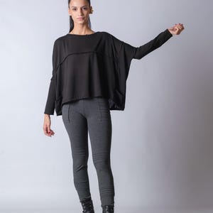 Loose fit knitted long sleeve tunic with slouchy style, handmade women’s casual top