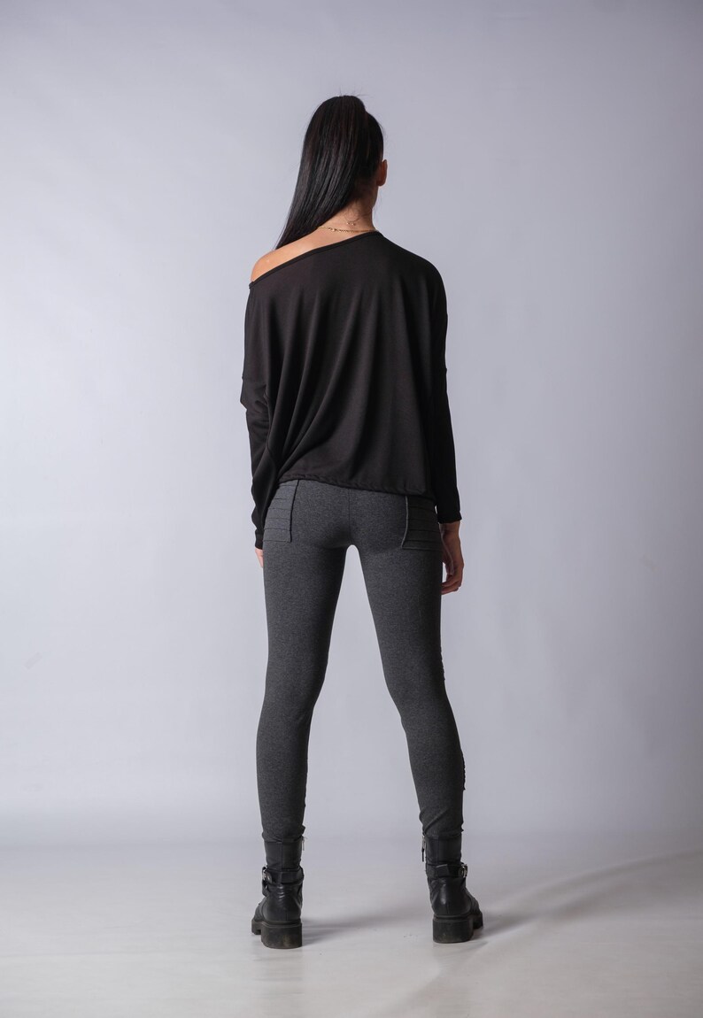 Women’s oversized off shoulder knit blouse with boxy fit and long sleeves for cozy outfits