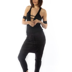Urban baggy backless jumpsuit sleeveless deep V-neck image 1