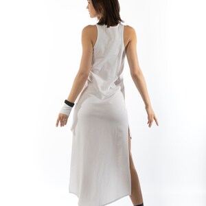 sleeveless front zipper asymmetric dress/halter sports back side splits casual dress image 4