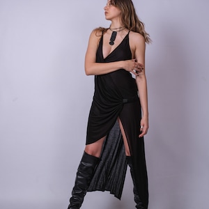 New Long Draped Asymmetric Tunic/Cotton Backless Top/Casual Sleeveless Long Top/Draped High Low Tunic/Rave Festival Outfit/Crossed Top image 9