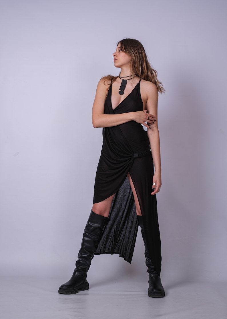 New Long Draped Asymmetric Tunic/Cotton Backless Top/Casual Sleeveless Long Top/Draped High Low Tunic/Rave Festival Outfit/Crossed Top image 9