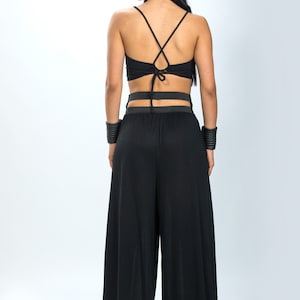 High Waist Wide Light Cotton Lycra Pants/Urban Bikers Post Apocalyptic Wide Trousers/Extravagant Pantalon image 3