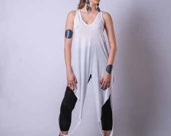 Asymmetric Loose Cotton Tunic Top – Handmade V-Neck Sleeveless Summer Blouse