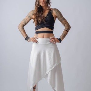 NEW asymmetric wide leg pants and skirt/Cotton High waisted plus size skirt/Edgy ankle length loose pants/Cyberpunk, palazzo pants image 8