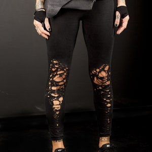 Basic Shredded Leggings/Distressed futuristic women's leggings image 2