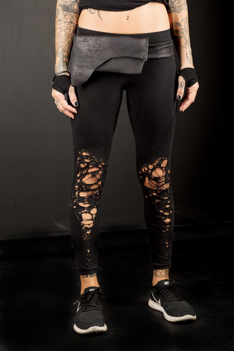 Basic Shredded Leggings/Distressed futuristic women's leggings image 2