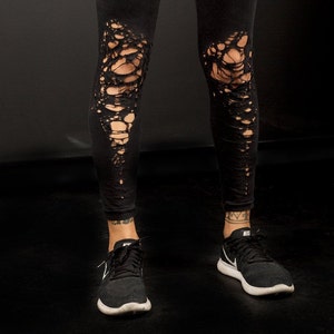 Basic Shredded Leggings/Distressed futuristic women's leggings image 5