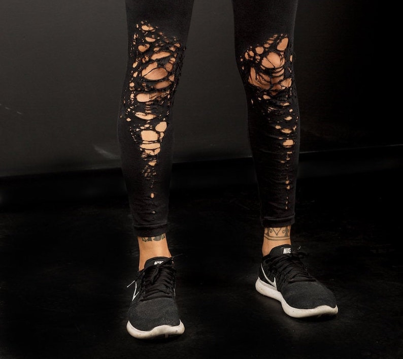 Basic Shredded Leggings/Distressed futuristic women's leggings image 5