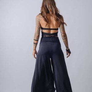 Extravagant high waist wide leg pants/Women's casual palazzo pants/Asymmetric loose pants image 7