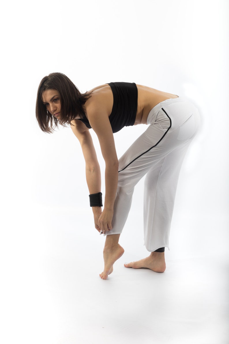 Bootcut side zip pants elastic waist